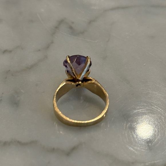 GOLD & AMETHYST Rose de France Cocktail Ring, 14K Circa 1960s–70s - Picture 7 of 8